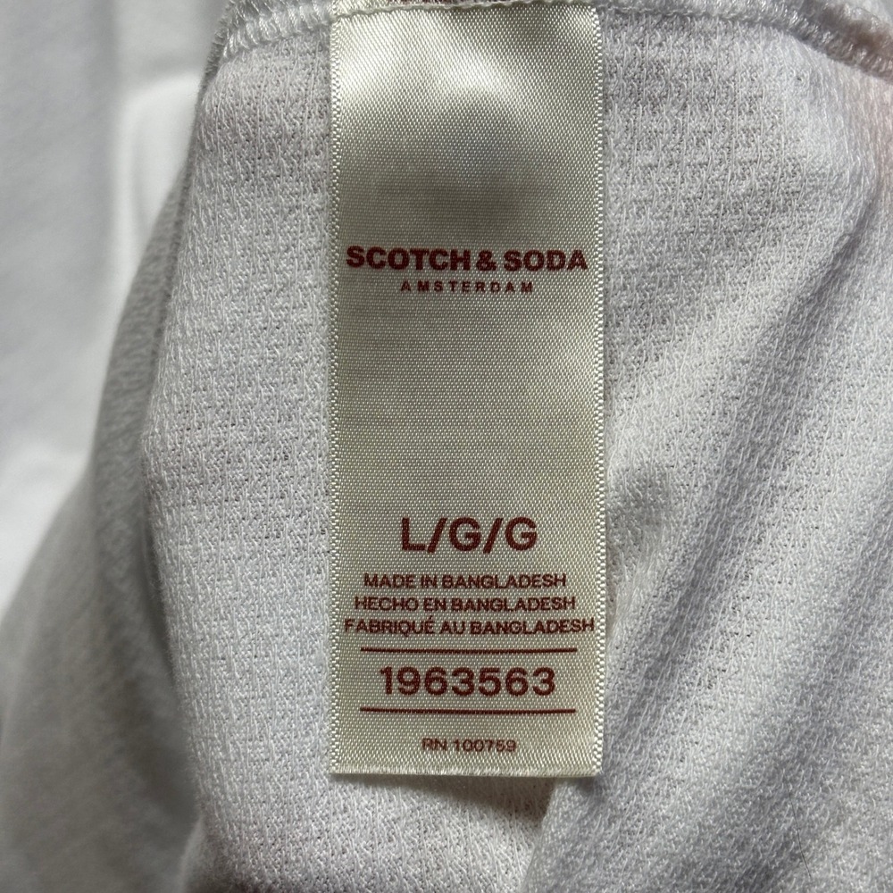 Scotch & Soda Jacquard Polo Shirt Mens L White Textured Pique Cotton Blend - Picture 4 of 7